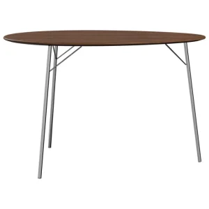 Woud Tische-Fritz Hansen Egg-Tisch, 115 x 84 cm, Chrom – Nussbaum