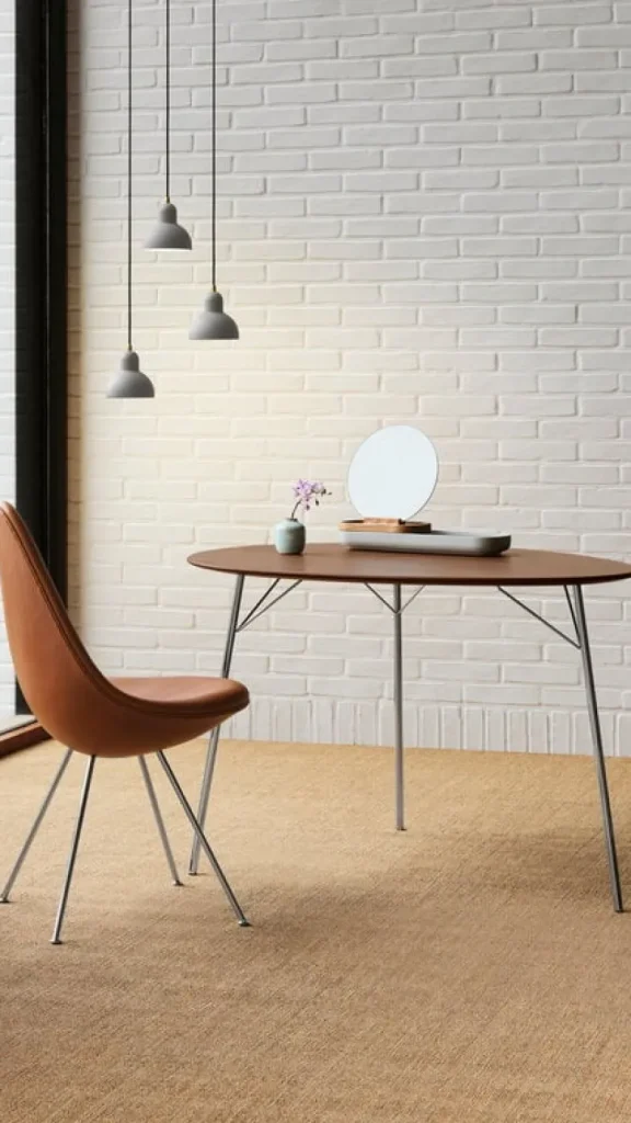 Woud Tische-Fritz Hansen Egg-Tisch, 115 x 84 cm, Chrom – Nussbaum