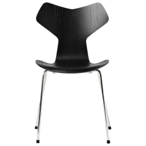 Fritz Hansen Sitzgelegenheiten-Grand Prix 3130 Stuhl, Chrom - Esche schwarz