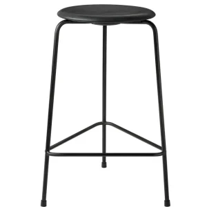 Woodnotes Sitzgelegenheiten-Fritz Hansen Hoher Dot Hocker, schwarzes Leder – schwarz