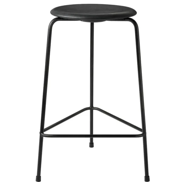 Woodnotes Sitzgelegenheiten-Fritz Hansen Hoher Dot Hocker, schwarzes Leder – schwarz
