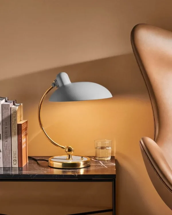 Fritz Hansen Schreibtischlampen | Tischlampen-Kaiser Idell 6631 T Luxus Tischleuchte, Hellgrau – Messing