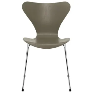 Fritz Hansen Sitzgelegenheiten-Serie 7 3107 Stuhl, Chrom - Olivgrün