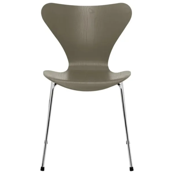Fritz Hansen Sitzgelegenheiten-Serie 7 3107 Stuhl, Chrom - Olivgrün