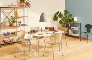 Fritz Hansen Sitzgelegenheiten-Serie 7 3107 Stuhl, Chrom - Eichenfurnier