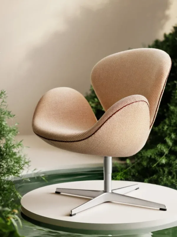 Artek Sitzgelegenheiten-Fritz Hansen Swan 3320 Loungesessel, Alum. - Serpentine 0428, Grace in Braun