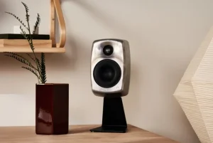 Genelec Unterhaltungselektronik^Table stand for G Two speaker, L shaped, black