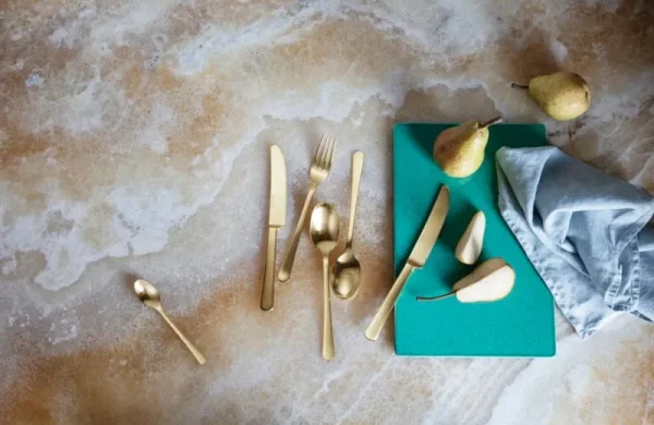 Georg Jensen Besteck^Copenhagen Besteck-Set, 16 Stk., Edelstahl goldfarben