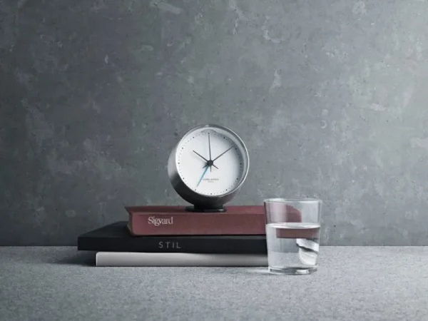Arne Jacobsen Uhren-Georg Jensen Henning Koppel Wecker, Edelstahl