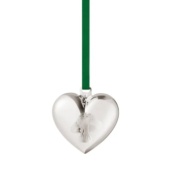 Georg Jensen Weihnachtsdekoration^Ornament 2023, Sammlerstück, Herz, palladiertes Messing