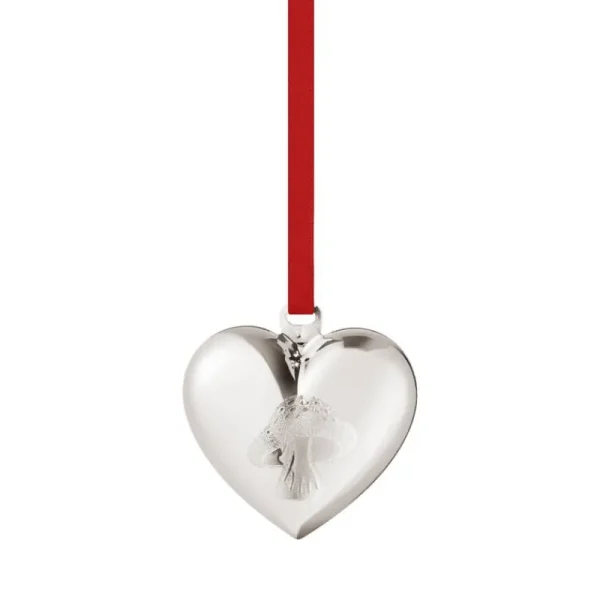 Georg Jensen Weihnachtsdekoration^Ornament 2023, Sammlerstück, Herz, palladiertes Messing