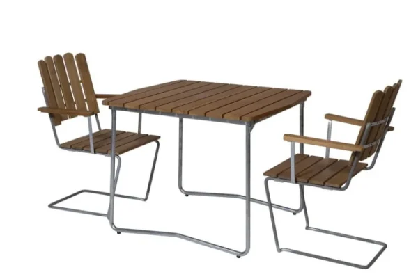 Grythyttan Stu00e5lmu00f6bler Terrassenmöbel^Grythyttan Stålmöbler Sessel A2, feuerverzinkter Stahl - Teakholz