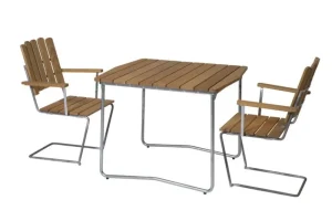 Grythyttan Stu00e5lmu00f6bler Terrassenmöbel^Grythyttan Stålmöbler Sessel A2, feuerverzinkter Stahl - Eiche geölt