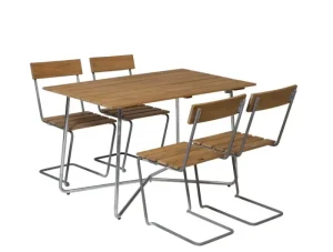 Grythyttan Stu00e5lmu00f6bler Terrassenmöbel^Grythyttan Stålmöbler Tisch B25A, 120 x 70 cm, feuerverzinkter Stahl - Teakholz