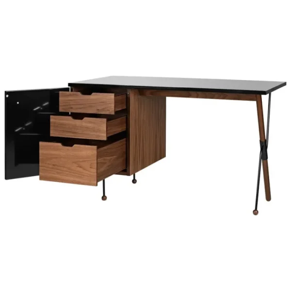 GUBI Schreibtische Und Raumtrenner | Tische^62 Desk, Walnuss – schwarz