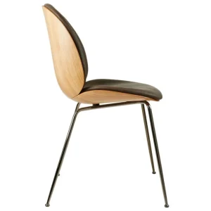 GUBI Sitzgelegenheiten-Beetle Stuhl, Chrom schwarz - Eiche - Soft Leather Gray