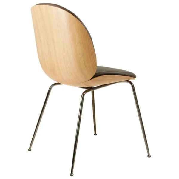 GUBI Sitzgelegenheiten-Beetle Stuhl, Chrom schwarz - Eiche - Soft Leather Gray
