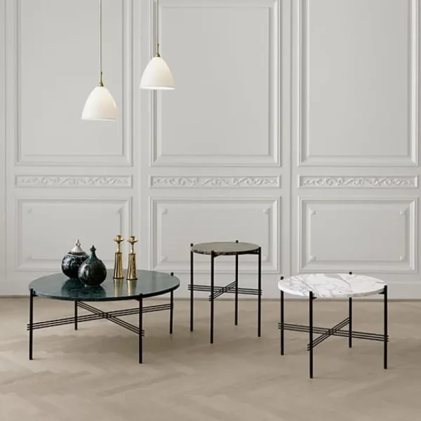 GUBI Tische-Couchtisch TS, 80 cm, schwarz – grüner Marmor