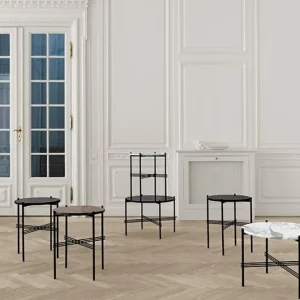 GUBI Tische-Couchtisch TS, 40 cm, schwarz – weißer Marmor