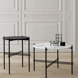 GUBI Tische-Couchtisch TS, 40 cm, schwarz – weißer Marmor