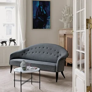 GUBI Tische-Couchtisch TS, 55 cm, schwarz – weißer Marmor