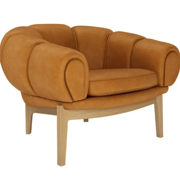 Normann Copenhagen Sitzgelegenheiten-GUBI Croissant Loungesessel, Eiche geölt - Chamois Cuoio 1708