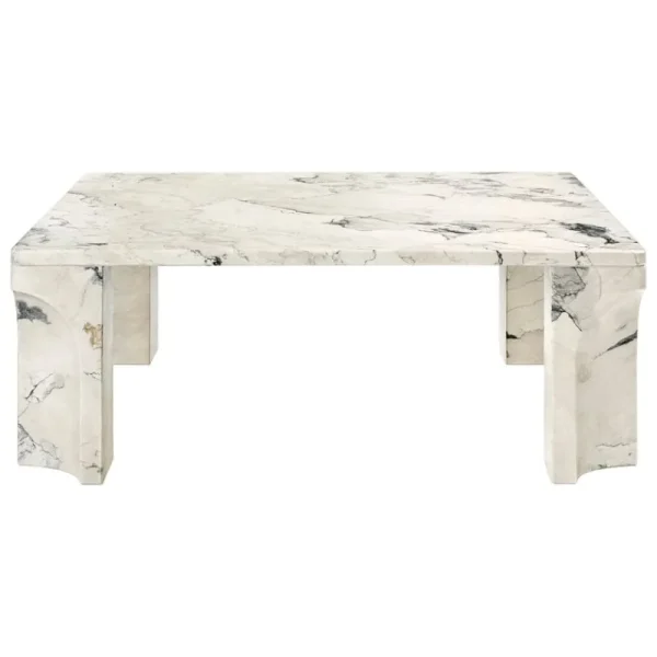 New Works Tische-GUBI Doric Couchtisch, 80 x 80 cm, lichtgrauer Kalkstein