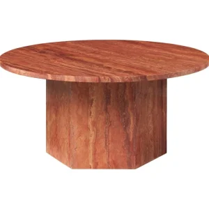 Karakter Tische-GUBI Epic Couchtisch, rund, 80 cm, roter Travertin