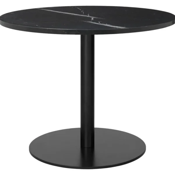 GUBI Tische-1.0 Loungetisch, rund, 80 cm, Schwarz – schwarzer Marmor
