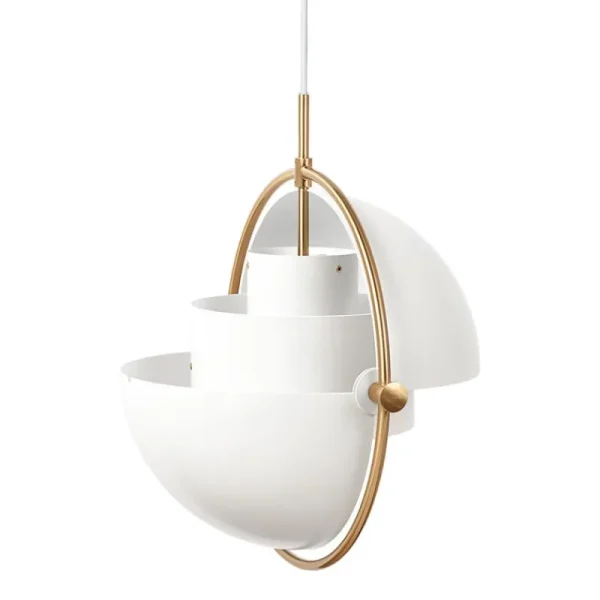 Carl Hansen & Su00f8n Deckenleuchten-GUBI Multi-Lite Pendelleuchte, klein, Messing - weiß seidenmatt