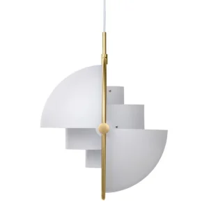 Carl Hansen & Su00f8n Deckenleuchten-GUBI Multi-Lite Pendelleuchte, klein, Messing - weiß seidenmatt
