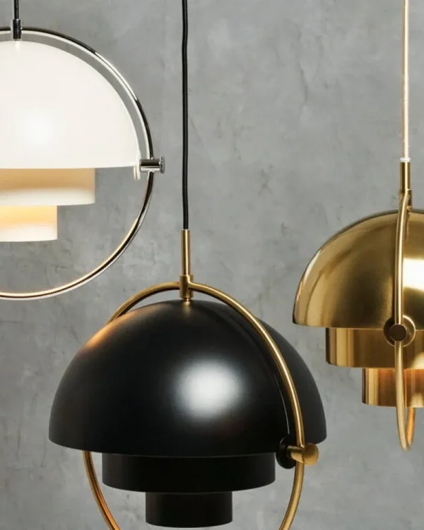 Carl Hansen & Su00f8n Deckenleuchten-GUBI Multi-Lite Pendelleuchte, klein, Messing - weiß seidenmatt