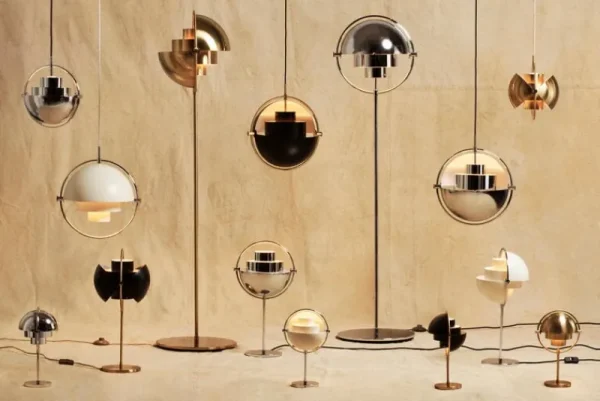 Carl Hansen & Su00f8n Deckenleuchten-GUBI Multi-Lite Pendelleuchte, klein, Messing - weiß seidenmatt