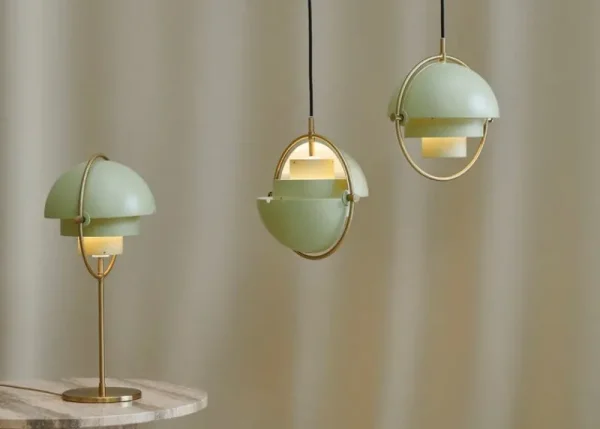 Louis Poulsen Deckenleuchten-GUBI Multi-Lite Pendelleuchte, klein, Messing - Desert Sage