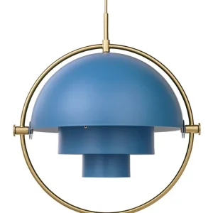 GUBI Deckenleuchten-Pendelleuchte Multi-Lite, Messing – blau