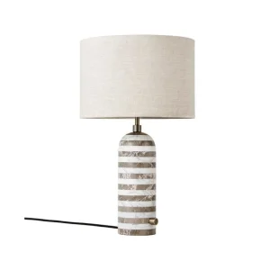 New Works Tischlampen-GUBI Tischleuchte Gravity Upcycled-Marble Edition, klein, grau/weiß - Leinwand