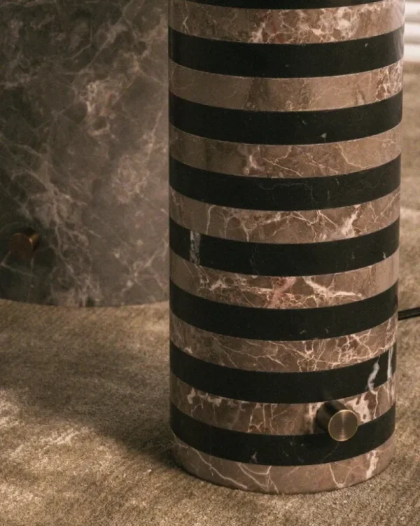 GUBI Tischlampen-Tischleuchte Gravity Upcycled-Marble Edition, groß, grau/schwarz - Leinwand