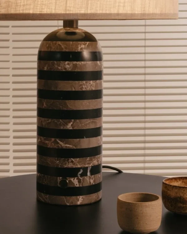GUBI Tischlampen-Tischleuchte Gravity Upcycled-Marble Edition, groß, grau/schwarz - Leinwand