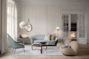 Flos Tischlampen-GUBI Tischleuchte Tynell 5321, Messing - Rattan