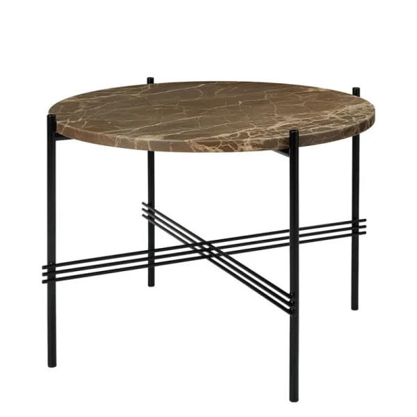 HAY Tische-GUBI TS Couchtisch, 55 cm, Schwarz – brauner Marmor