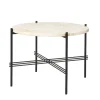 GUBI Tische-TS Couchtisch, 55 cm, Schwarz – weißer Travertin