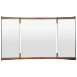 Audo Copenhagen Spiegel-GUBI Vanity Wandspiegel, 3 Paneele, Walnuss - Messing