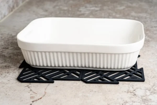 Happy Sinks Küchenutensilien^Puzzle Spülbeckenmatte, 4 Stück, Schwarz