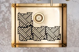 Happy Sinks Küchenutensilien^Puzzle Spülbeckenmatte, 4 Stück, Schwarz