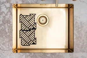 Happy Sinks Küchenutensilien^Puzzle Spülbeckenmatte, 4 Stück, Schwarz