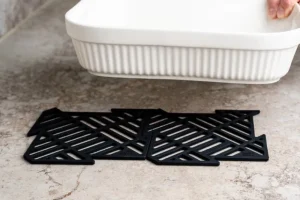 Happy Sinks Küchenutensilien^Puzzle Spülbeckenmatte, 4 Stück, Schwarz