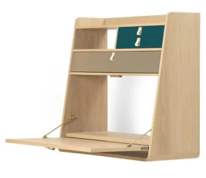 Hartu00f4 Schreibtische Und Raumtrenner | Regale^Hartô Gaston Wandtisch, 80 cm, Eiche - Messing - Petrolblau