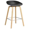 AYTM Sitzgelegenheiten-HAY About A Stool AAS32, 65 cm, Schwarz 2.0 - Eiche lackiert - Stahl