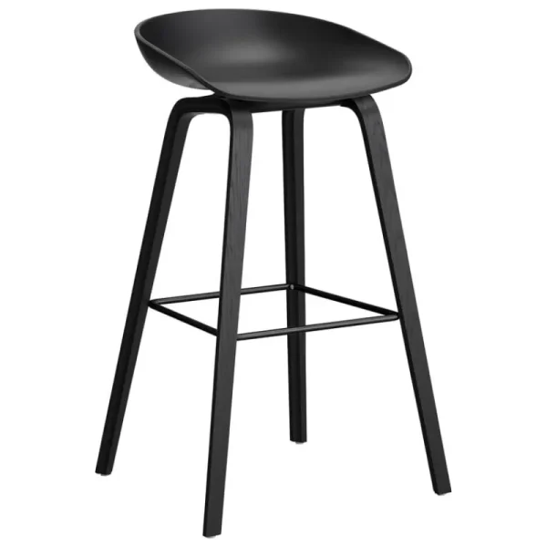 Fredericia Sitzgelegenheiten-HAY About A Stool AAS32, 75 cm, Schwarz 2.0 - Eiche schwarz lackiert