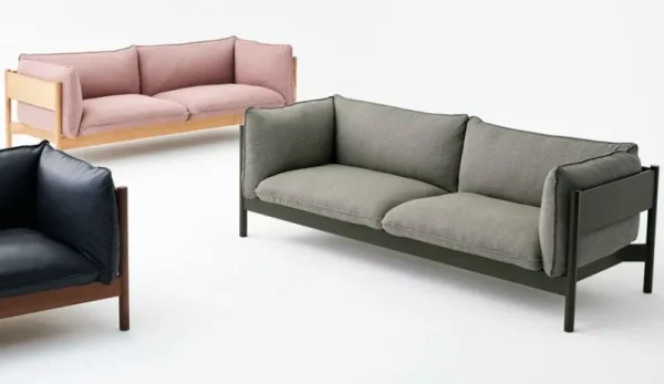 Interface Sofas Und Liegen-HAY Arbour Eco 3 Sitzer, Re wool 198 – Buche Schwarz lackiert